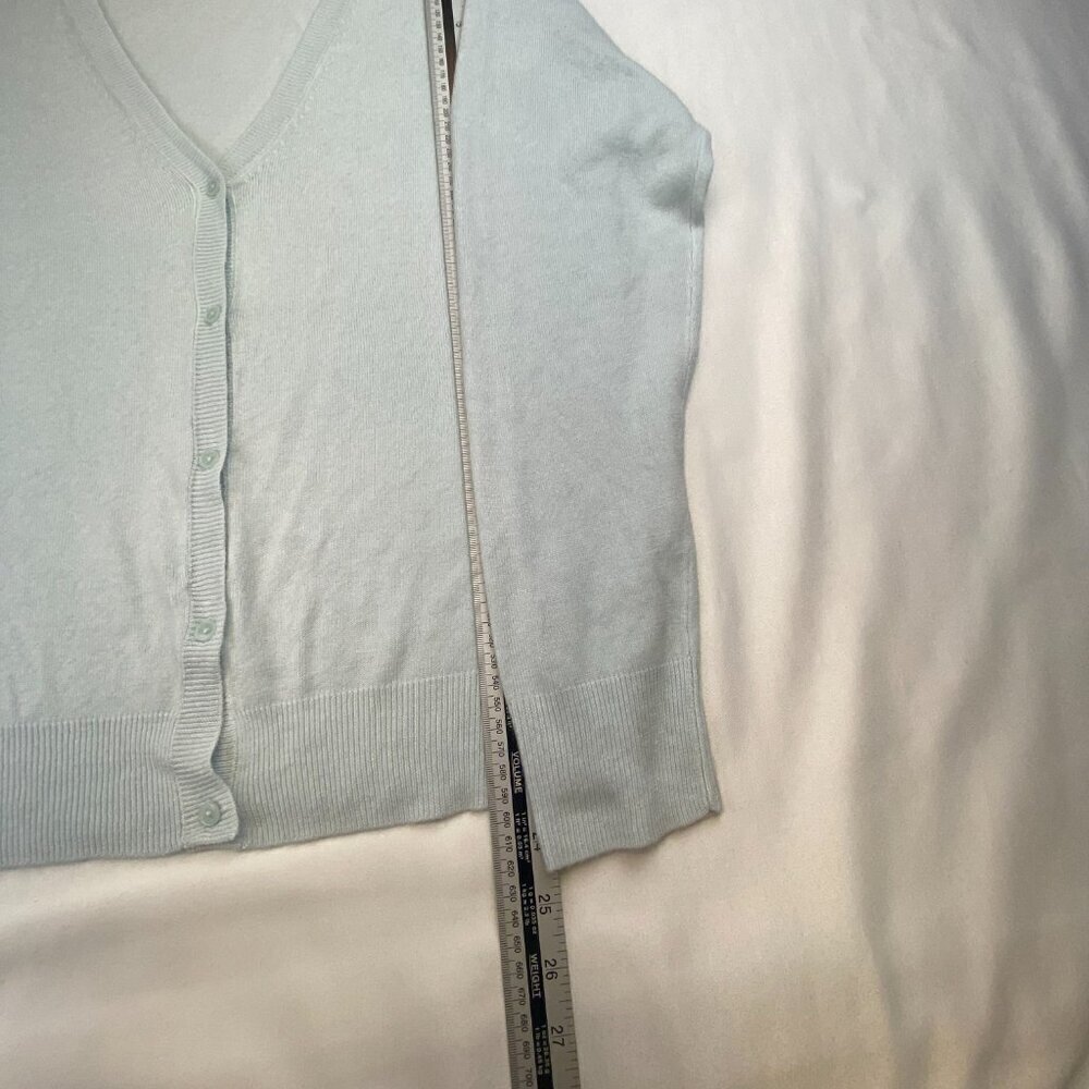 Italian Wool Cardigan Sweater Button Down Medium V-Neck Icy Light Blue - Picture 9 of 12